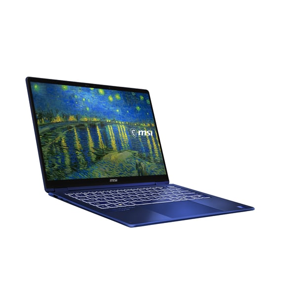 MSI Prestige 14 Flip AI+ Starry Night Over the Rhone-261FRY Copilot+ PC Intel Core Ultra X9 378H Hybrid (2-i-1) 35,6 cm (14") Pekskärm Full HD+ 32 GB LPDDR5x-SDRAM 1 TB SSD Wi-Fi 7 (802.11be) Windows 11 Home Svart, Blå