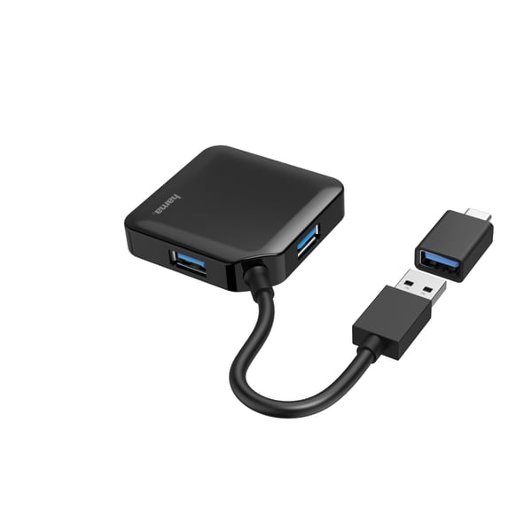 Hama 00200116 gränssnittshubbar USB 3.2 Gen 1 (3.1 Gen 1) Type-A + Type-C 5000 Mbit/s Svart