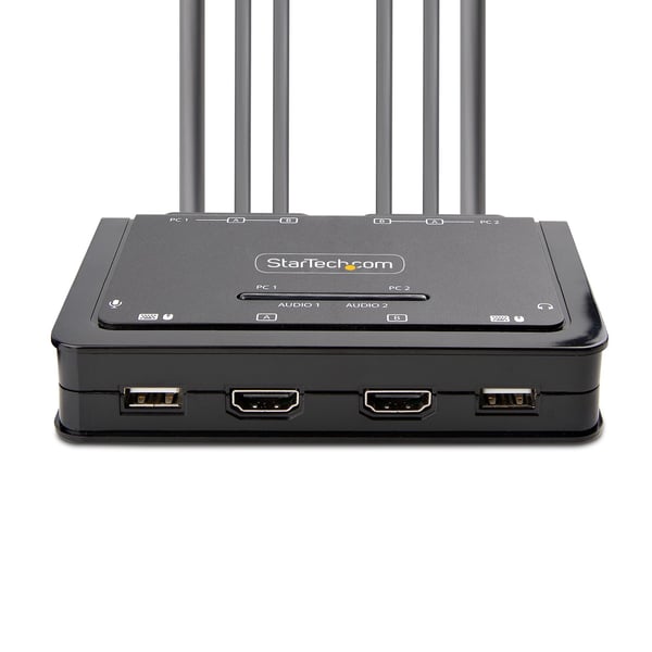 StarTech.com 2-Portars Dual-Monitor HDMI-Kabel KVM-switch, 4K 60Hz, Kompakt KVM med 1,5 m USB-A/HDM