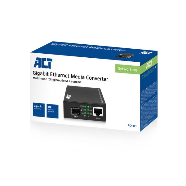 ACT AC4451 netværksomformer til medie 1000 Mbit/s Multitilstand, Enkeltilstand Sort