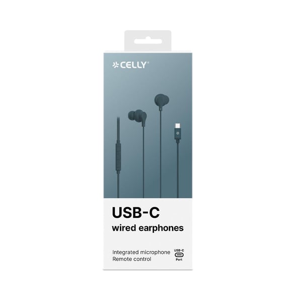 Celly UP1600TYPECBL kuulokkeet ja kuulokemikrofoni Langallinen In-ear Puhelut/Musiikki USB Type-C Sininen