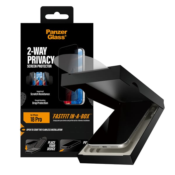 PanzerGlass ® 2-Way Privacy Screen Protector iPhone 2026 Pro | Ultra-Wide Fit w. FASTFIT IN-A-BOX Kirkas näytönsuoja 1 kpl
