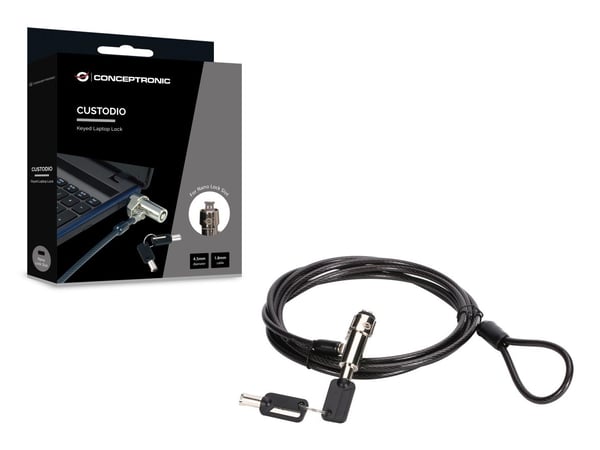 Conceptronic CUSTODIO02BNM kaapelilukko Musta 1,8 m