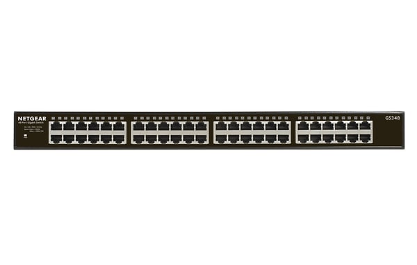 NETGEAR GS348 Hallitsematon Gigabit Ethernet (10/100/1000) 1U Musta