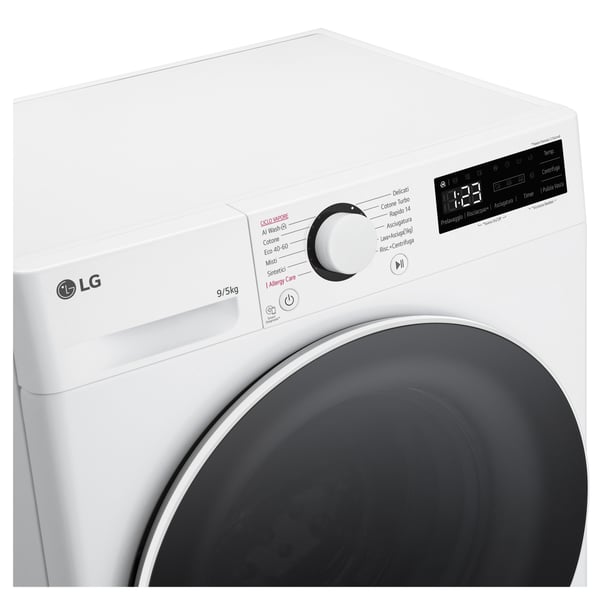 LG D2R5S09TSWW kuivaava pyykinpesukone Vapaasti seisova Edestä täytettävä Valkoinen
