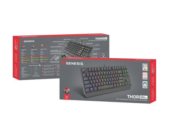 GENESIS Thor 230 TKL tastatur Spil USB + RF Wireless + Bluetooth QWERTY Sort