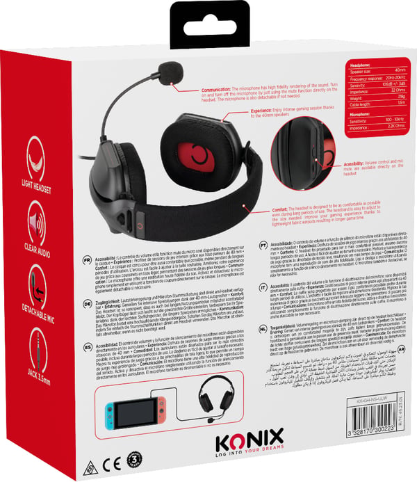 Konix Skylite Headset Ledningsført Spil Sort