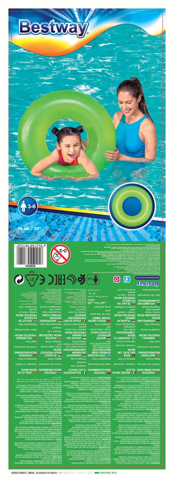 Bestway 36024 pool- och badmadrass Blå, Grön, Rosa Monokromatiskt Vinyl Badring
