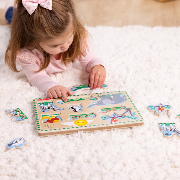 Melissa & Doug MPZ WPZ Zoo Animals Sound Pzl GML Form puslespil 8 stk Dyr