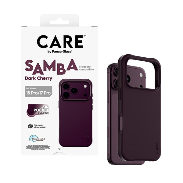 PanzerGlass CARE™ by ® Samba Case Dark Cherry w. MagSafe iPhone 2026 Pro | 17 Pro mobiltelefonfodral Mobilskal Transparent