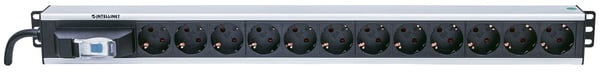 Intellinet 711449 strømforsyningsenhed (PDU) 12 AC stikkontakt(er) Sort, Grå