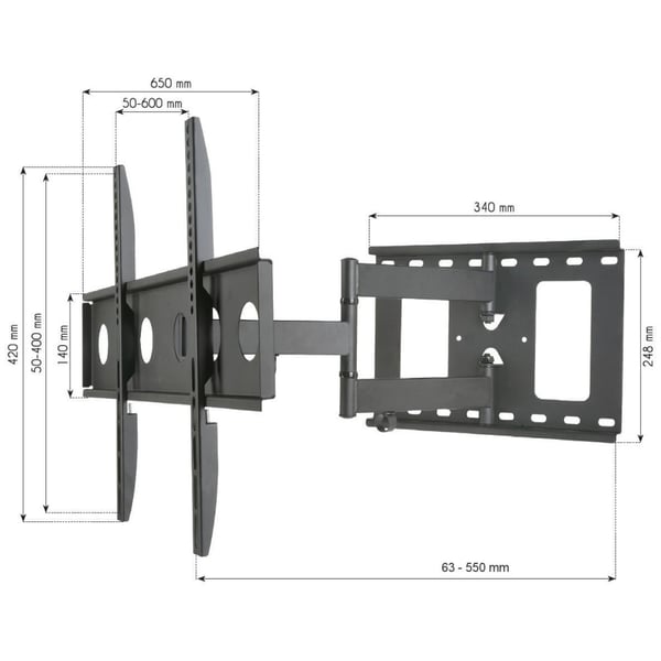 Techly ICA-PLB 148L TV-kiinnike 165,1 cm (65") Musta