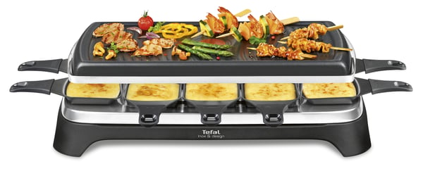 Tefal Inox & Design RE45A8 raclettepannu 10 henkilö(t) 1350 W Musta, Ruostumaton teräs