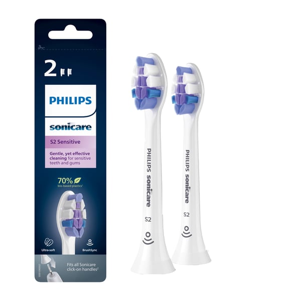 Philips S2 Sensitive HX6052/10 2x Soniska tandborsthuvuden - Vit