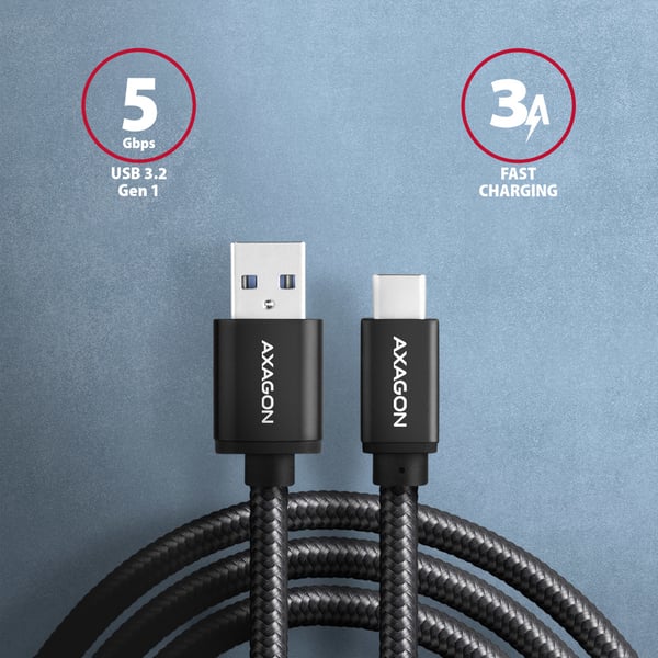 Axagon BUCM3-AM10AB USB-kabel USB 3.2 Gen 1 (3.1 Gen 1) 1 m USB C USB A 5 Gbit/sek. Sort