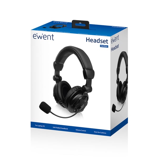 Ewent EW3564 hörlur och headset Kabel Huvudband Samtal/musik Svart