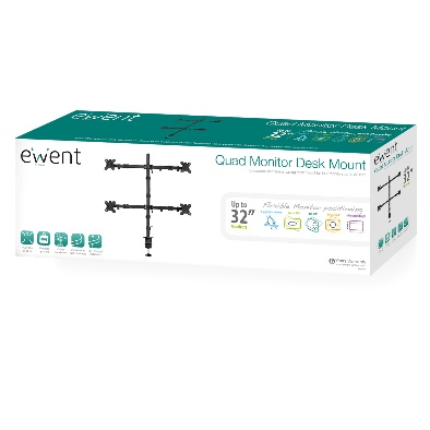 Ewent EW1514 skærmbeslag og -stativer 81,3 cm (32") Skrivebord Sort