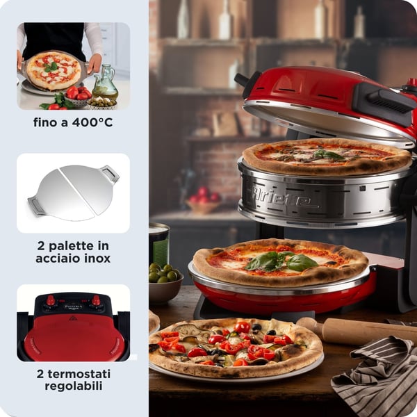 Ariete 0927/00 pitsan valmistaja & uuni 2 pitsa(a) 2300 W Punainen