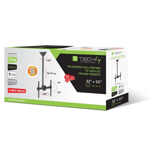 Techly ICA-CPLB 944S fäste för skyltningsskärm 139,7 cm (55") Svart