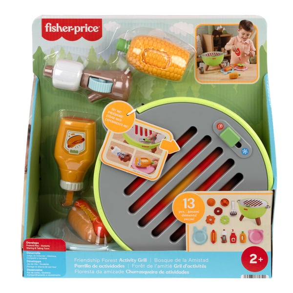 Fisher-Price Fisher-Price-madlegesæt Venskabsskoven Aktivitetsgrill for småbørn og ældre børn, 14 dele