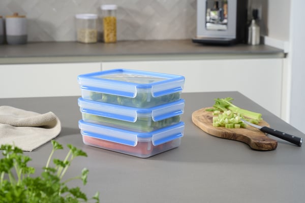 Tefal Masterseal Fresh N1033110 enhed til madopbevaring Rektangulær Sæt 1,2 L Blå, Gennemsigtig 3 stk