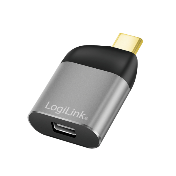 LogiLink CUA0205 kabelomvandlare (hane/hona) USB Type-C Mini DisplayPort Svart, Grå