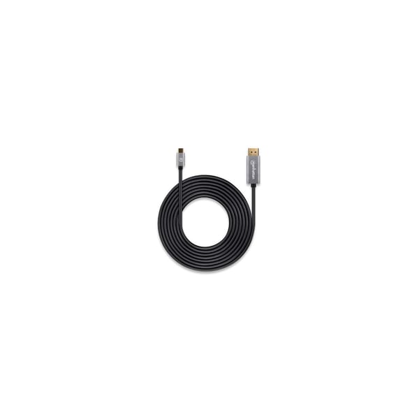 Manhattan 354851 videokaapeli-adapteri 3 m USB Type-C DisplayPort Musta, Hopea