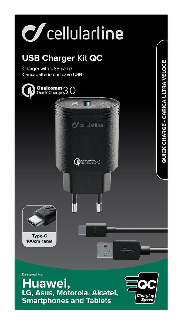 Cellularline 8018080303869 Smartphone, Universal Vit AC Snabb laddning inomhus
