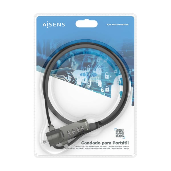 AISENS ASLK-D40N03-BK kabellås Sort 1,5 m