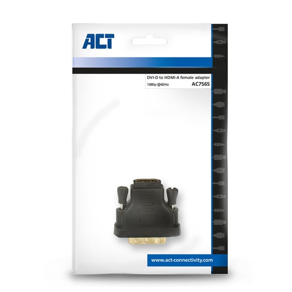 ACT AC7565 kaapelin sukupuolenvaihtaja DVI-D HDMI Type A (Standard) Musta
