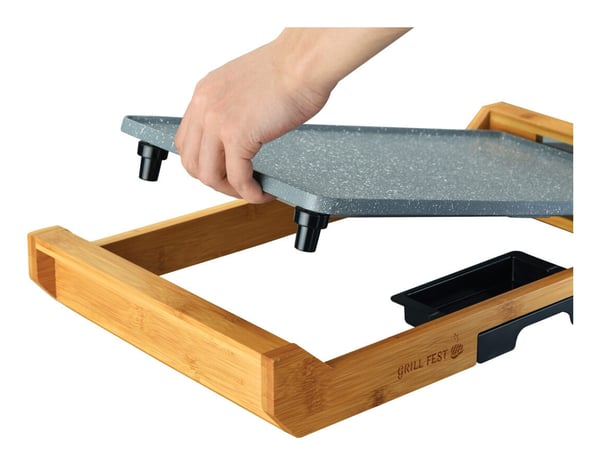 Sogo BAR-SS-1223 elektrisk grill Fritstående 2200 W Bamboo, Grå, Træ