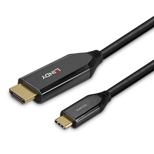 Lindy 43367 videokabeladapter 1 m USB Type-C HDMI Typ A (standard) Svart