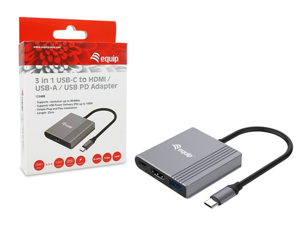 Equip 133488 USB-grafikadapter 3840 x 2160 pixlar Svart, Grå