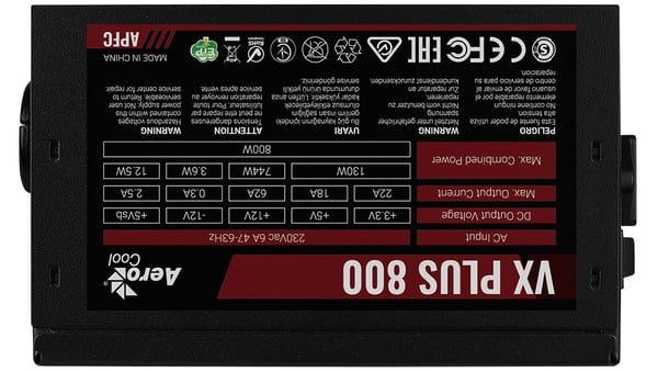 Aerocool VX PLUS 800 strömförsörjningsenheter 800 W 20+4 pin ATX ATX Svart