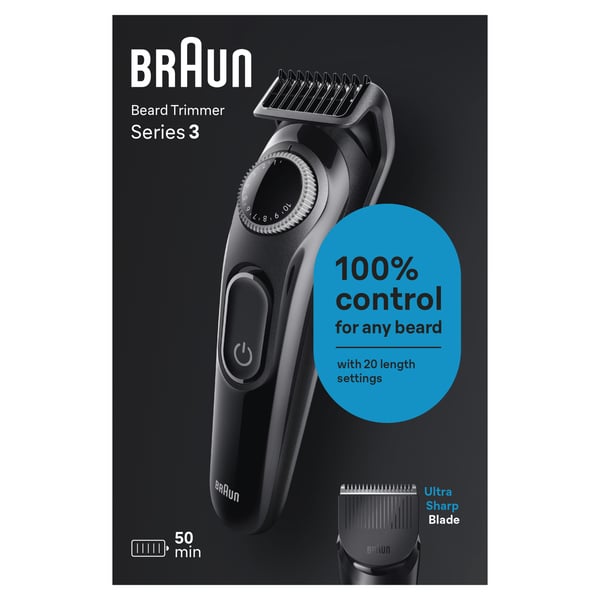 Braun BeardTrimmer 3 BT3400 skäggtrimmer Batteri 20 1 cm Svart