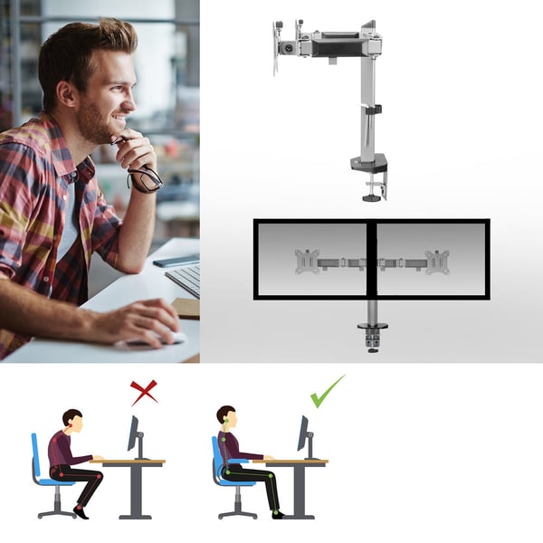 ACT AC8336 skærmbeslag og -stativer 81,3 cm (32") Skrivebord Sølv