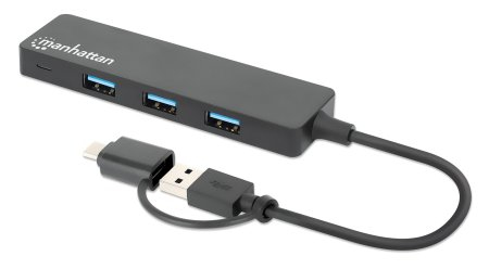 Manhattan 180863 dockningsstationer för bärbara datorer USB 3.2 Gen 1 (3.1 Gen 1) Type-A + Type-C Svart