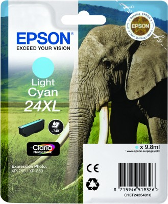 Epson Elephant Enkeltpakke, lys cyan 24XL Claria Photo HD Ink