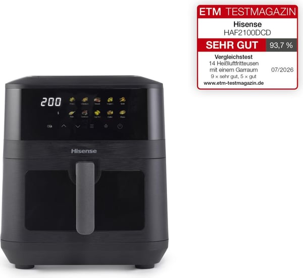 Hisense HAF2100DCD Yksi 7,7 L 2100 W Kuumakiertoilmakypsennin Musta