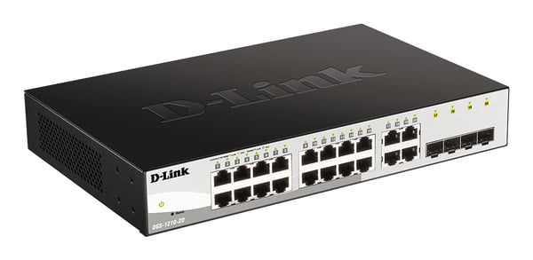 D-Link DGS-1210-20 hanterad L2 Gigabit Ethernet (10/100/1000) 1U Svart