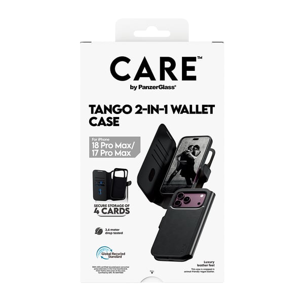 PanzerGlass CARE™ by ® Tango 2-in-1 Wallet Case Black w. MagSafe iPhone 18 Pro Max | 17 Pro Max mobiltelefonfodral Mobilskal Svart