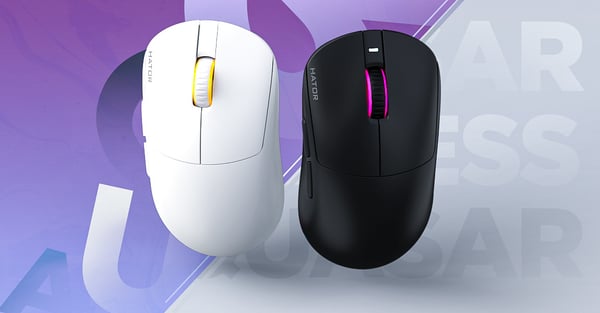 HATOR Quasar 3 Wireless gamingmus, 2.4 GHz + Bluetooth + USB, Optical Yellow 100M Switches, PixArt PAW3311, RGB, Web SyncHUB™, Sort