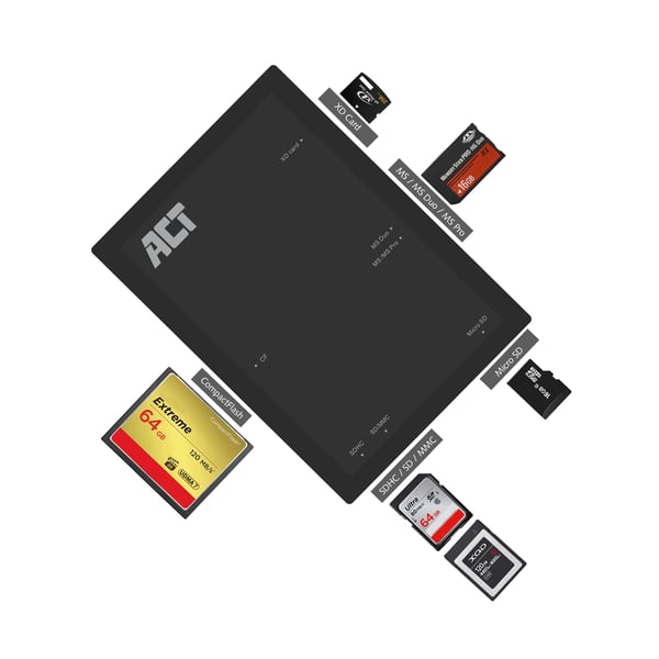 ACT AC6370 kortinlukija USB 3.2 Gen 1 (3.1 Gen 1) Type-A Musta