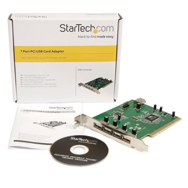 StarTech.com PCIUSB7 interface-kort/adapter Intern USB 2.0