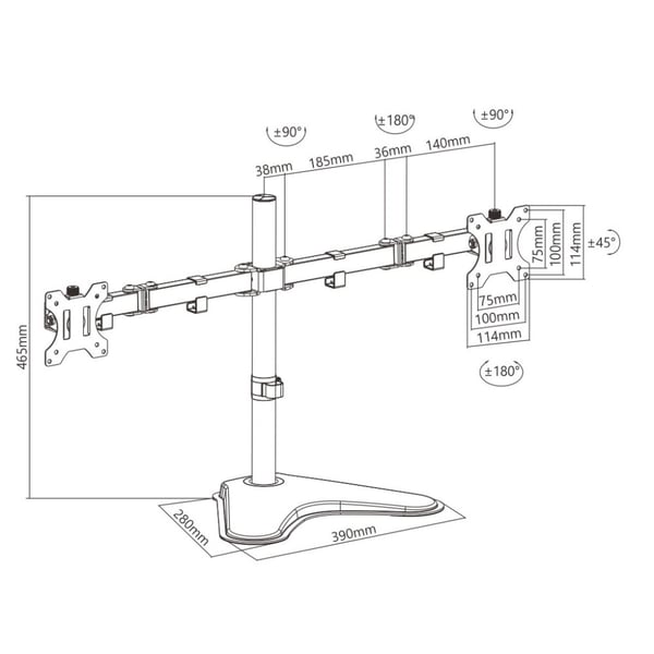 Techly ICA-LCD 2524 skærmbeslag og -stativer 81,3 cm (32") Skrivebord Sort