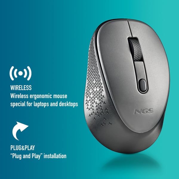NGS DEW datormöss Kontor Ambidextrous RF Trådlös Optisk 1600 DPI