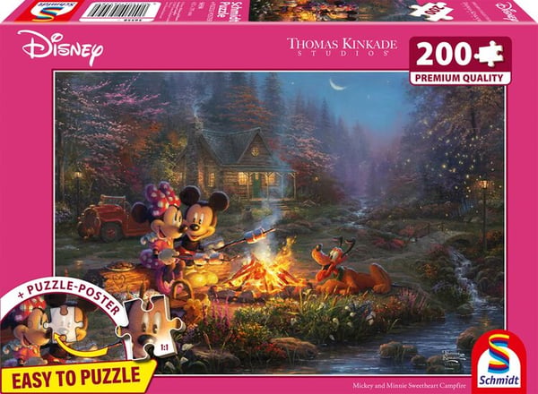 Thomas Kinkade Studios: Disney - Mickey og Minnie Sweetheart Campfire (200 brikker)