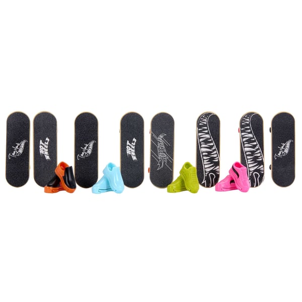 Hot Wheels Action Skate-pakke med 8 fingerskateboards med Tony Hawk-tema og sko