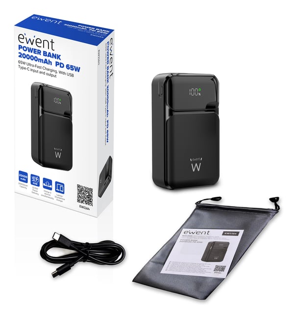 Ewent EW1164 basstationer Litium Polymer (LiPo) 20000 mAh Svart