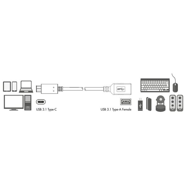 LogiLink USB C - USB A 0.15m USB-kabel USB 3.2 Gen 2 (3.1 Gen 2) 0,15 m Sort